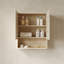 Armoire de salle de bain murale, avec portes, tablette et compartiment de rangement ouvert au-dessus de l'armoire de toilette pour la salle de bain, la cuisine, la salle de lavage, la finition à motif de travertin Roma