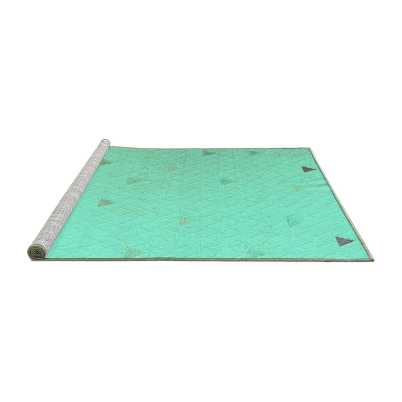 Tapis turquoise lavable à la machine Abstract 5367, Rond 7 pi