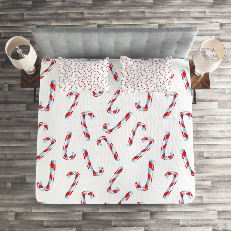 Candy Cane Modern & Contemporary Polyester Coverlet, Twin Coverlet + 1 Sham