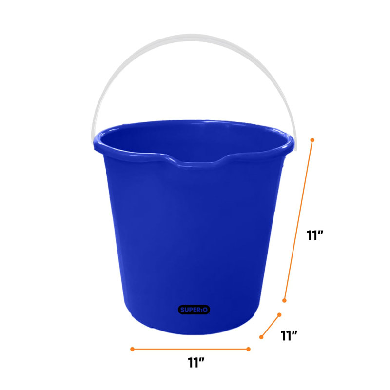 Seau de 2 gallons Superio, seau de nettoyage en plastique avec poignée, seau de lavage de voiture, petit seau utilitaire pour la serpillière, la pêche, le camping et l'utilisation domestique, bleu durable - paquet de 6
