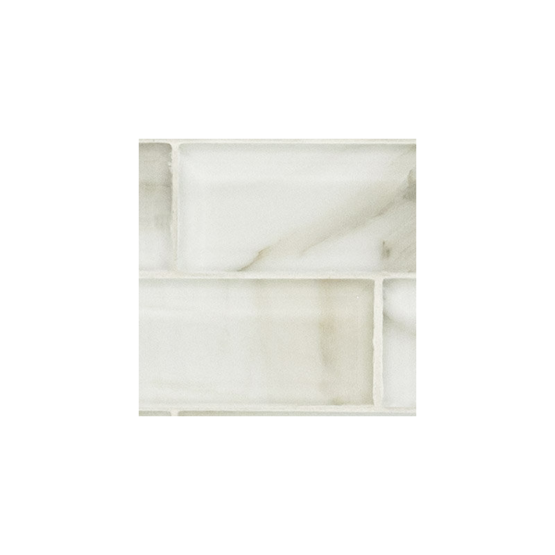Subway 12 in. x 12 in. Glossy Glass Mosaic Wall Tile, Linen Glow