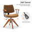 Fauteuil de bureau Oswina de style moderne du milieu du siècle, en bois courbé, recouvert de tissu capitonné, pivotant à 360° et doté d'accoudoirs-1835042880