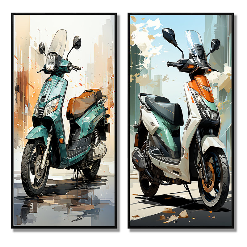 «Green Scooter City Cruiser», 2 pièces, Cadre noir, H 40 po x l 40 po