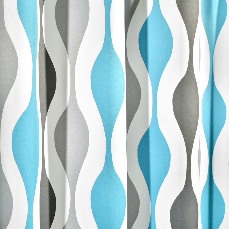 Room Darkening Curtain Pair, 132cm W x 213cm L, Blue/Grey