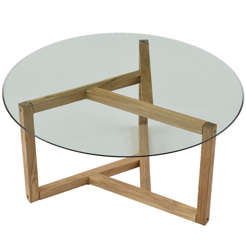Round Glass Coffee Table, Brown