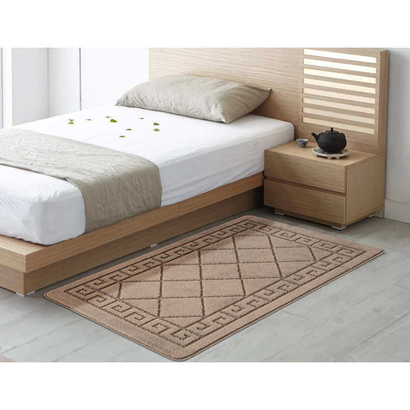 Jimena Non-Slip Geometric Indoor Doormat, 80cm x 300cm, Beige