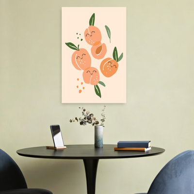 Happy Peaches Sweet Summer Organic Playful Abstract Fruit Summer Wall Art Print