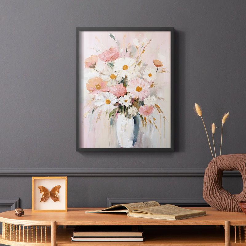FLORAL Series CCDXL - Impression encadrée de qualité supérieure - Prêt à accrocher - Aucun clou requis, Noir