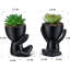 Fausse plante grasse, mini plantes grasses artificielles en noir en forme d'homme moderne en céramique Pots de bureau, plante de bureau pour la décoration de bureau pour les femmes