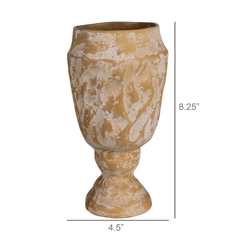 Vase sur pied, terre cuite blanchie