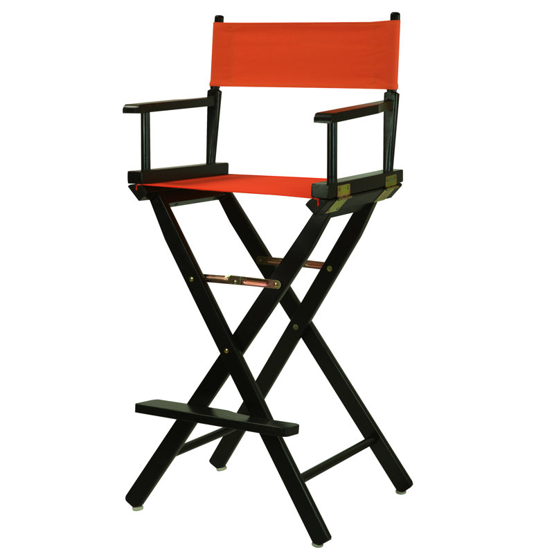 30" Folding Director Chair with Canvas, Orange, Black