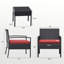 Ensemble de bistro en rotin PE de 3 pièces 16,5 po Table en verre trempé Capacité de 250 lb Chaises, coussins amovibles et tapis antidérapants-2052713053