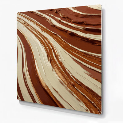 Art mural horizontal rayé horizontal en métal crème beige rouille