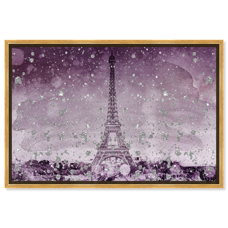 Eiffel Eiffel scintillant prune - impression sur toile tendue, H 16 po x l 24 po, Or