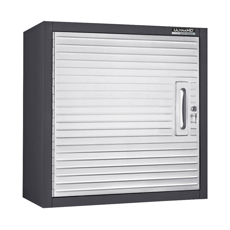 Seville Classics UltraHD Single Door Wall Cabinet, 24" W x 12" D x 24" H, Black