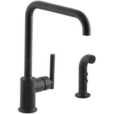 Purist Two-Hole Kitchen Sink Faucet with 8" Spout and Matching Finish Sidespray