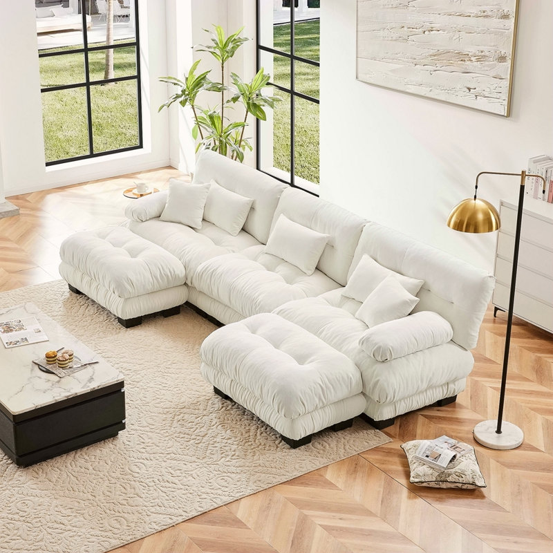 Canapé modulaire Luxury Luxury, H 35,4 po x l 133,8 po x P 59,6 po, Blanc, 3