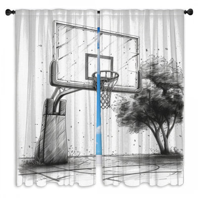 Basketball Window Curtains  Sports Sheer & Room Darkening - 2 Panels