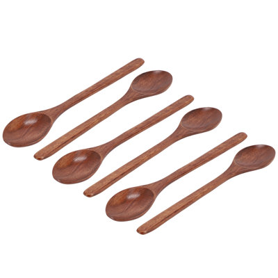 Ensemble de 6 cuillères à ustensiles 9 pouces en bois d'acacia