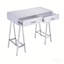 Bureau d'écriture blanc brillant et finition chrome avec USB