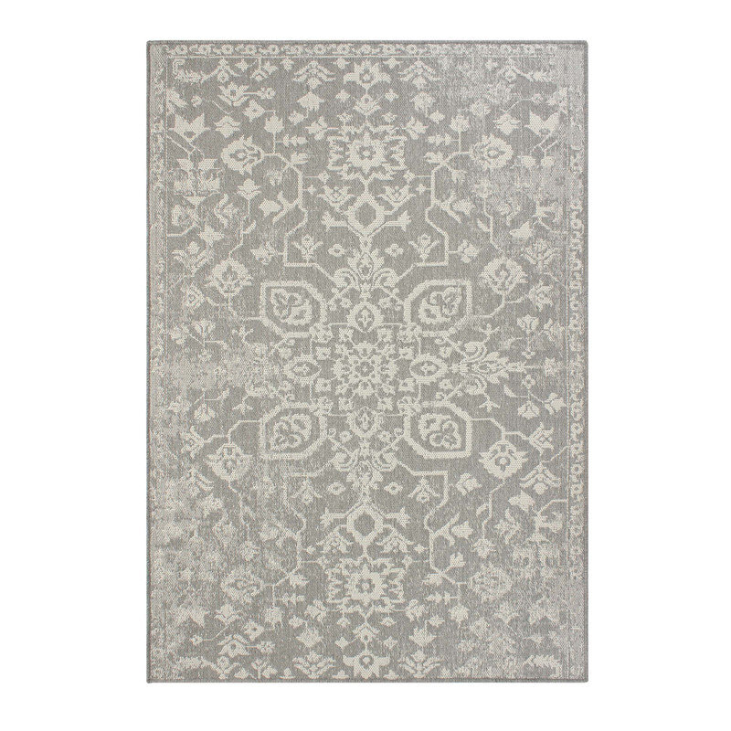 Heritage Medallion Weave Indoor Outdoor Rug, Lightweight & Portable 5x7 ft Patio Area Rug