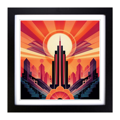 Sunrise Art Deco - Single Picture Frame Print on Wood
