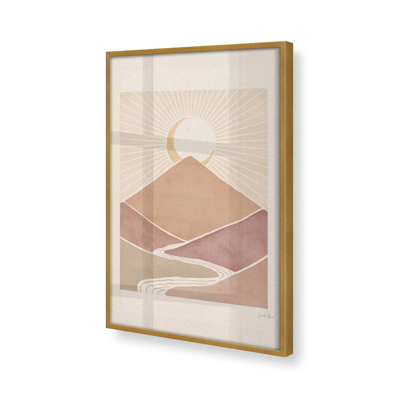" Sunset Tranquility ", Polished Gold Framed, 15.25" H x 15.25" W