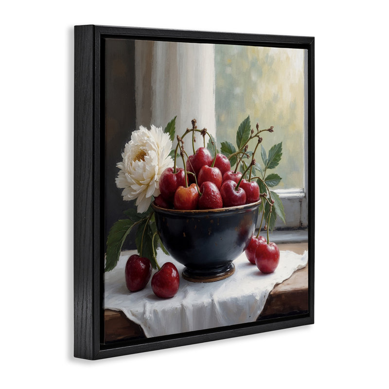 Cadre flottant Cherry & Blossom Still Life, Cadre flottant noir de jais, H 18 po x l 18 po