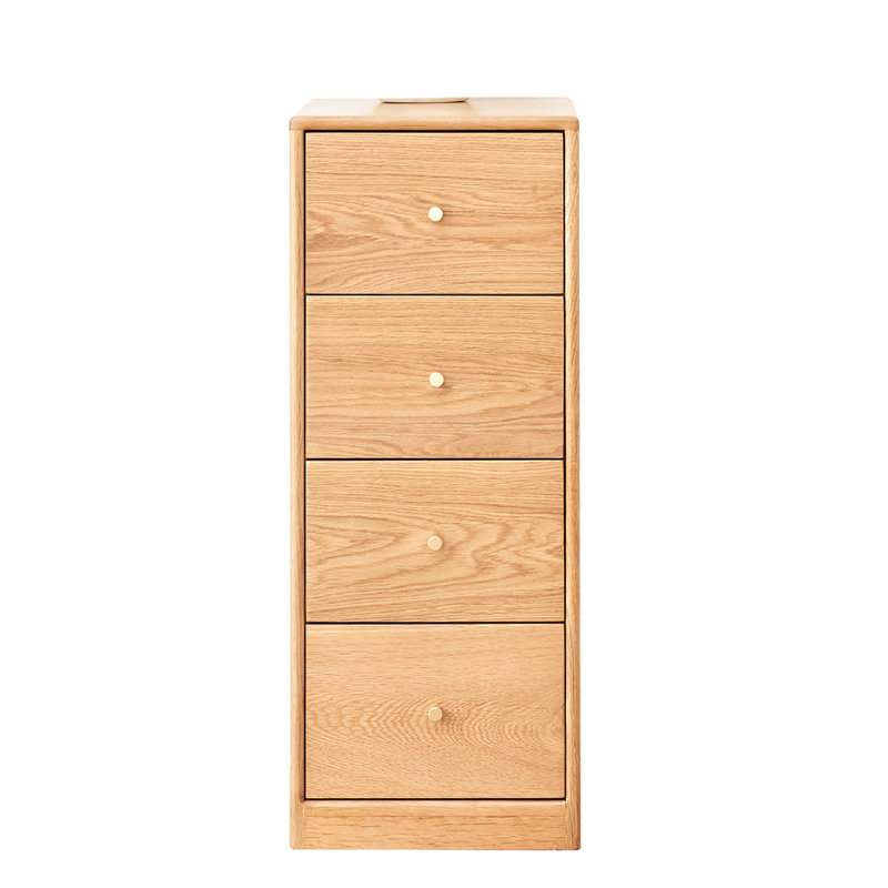 Solid Oak Bedside Storage - Four Drawer Cabinet For Living Room Table With Drawers In Wood