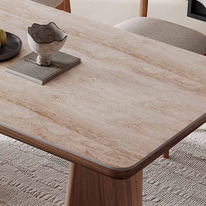 Durable Rock Slab Multi-layered Solid Wood Table, 29.52"H x 55.11"L x 31.49" W