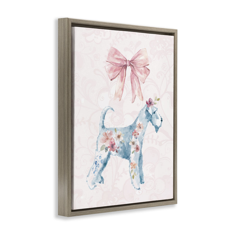 Cadre flottant Pastel Dog Glam, design par Carol Robinson, H 31 po x l 25 po, Cadre flottant orme Montalcino