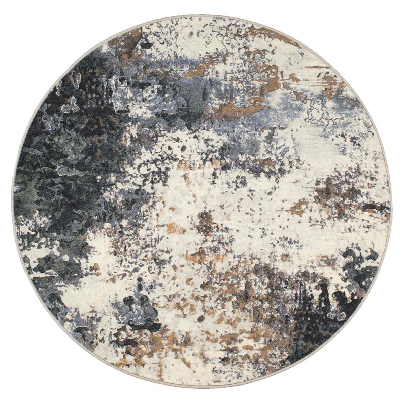 Abbingt Machine Woven Blue Indoor Rug, Round 240cm