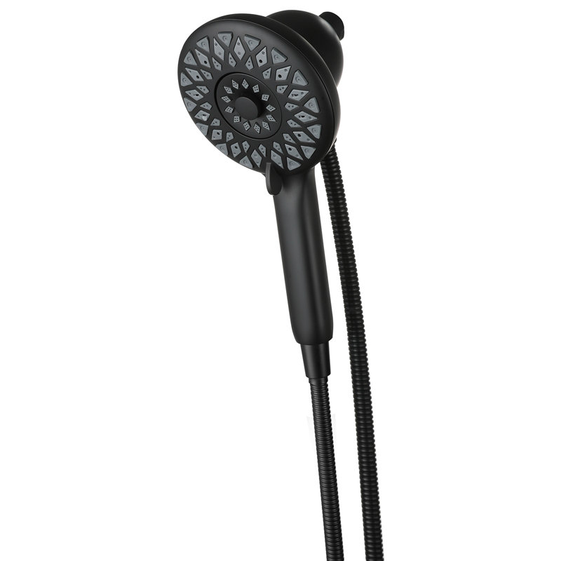 High Pressure Shower Heads 6 Spray Mode, Matte Black Handheld Shower With 60 Inch Stainless Steel Hose
