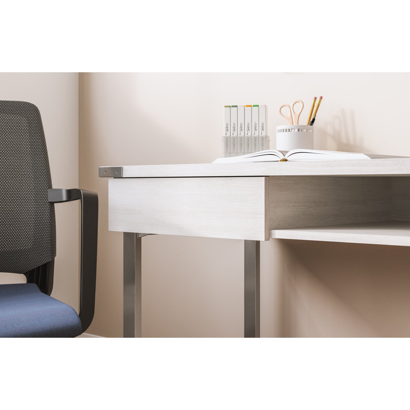 Mirella SOHO Desk With Drawer, Silver, White Ash