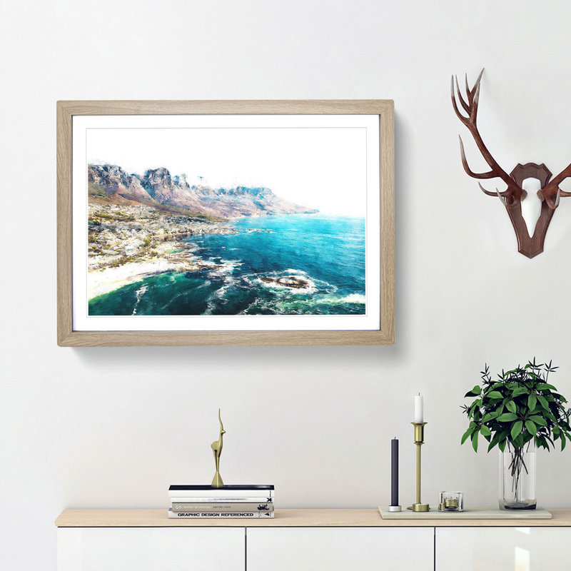 Cape Town in South Africa - Picture Frame Graphic Art Print, Oak Framed, 33cm H x 45cm W x 2cm D