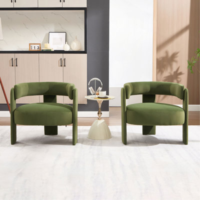 Fauteuil d'appoint pour le salon, fauteuil simple en velours, fauteuil de style Mid-Century, pieds en bois pour la lecture de bureau dans la chambre à coucher