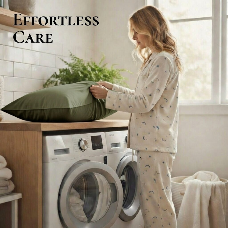 Cooling Bamboo Pillowcases, Set of 2 – Ultra Soft & Breathable, Queen, Olive
