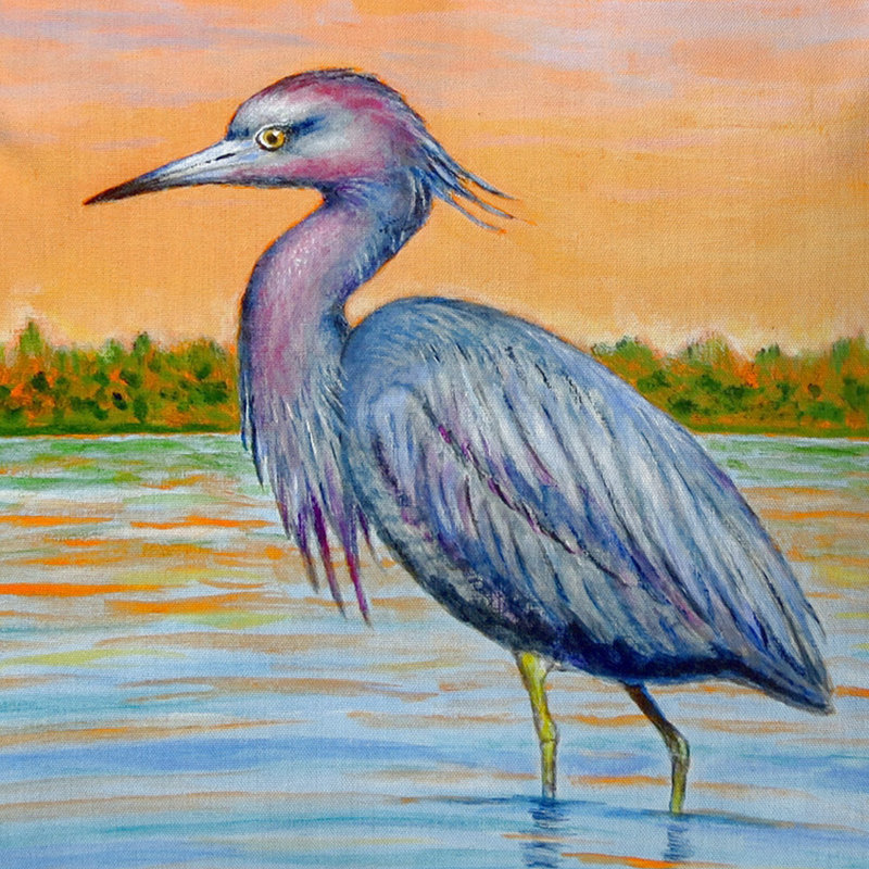 Heron & Sunset Outdoor Square Pillow Cover & Insert, Extra Large