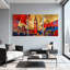 Ensemble de 3 reproductions d'art sur toiles abstraites de grandes villes et pays de Londres avec Big Ben-1037721350