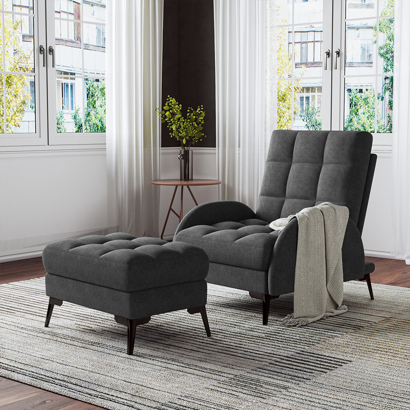 Affric 60cm Wide Velvet Wing Chair Recliner, Dark Grey