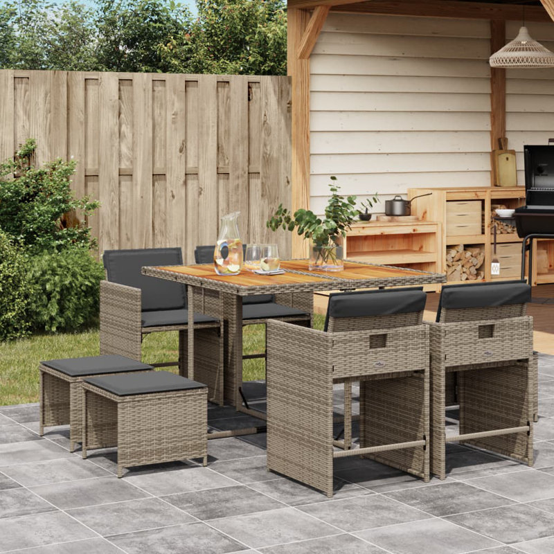  Patio Dining Set Set Of 8 Gray, Brown, Dark Gray, Gray, Dark Gray