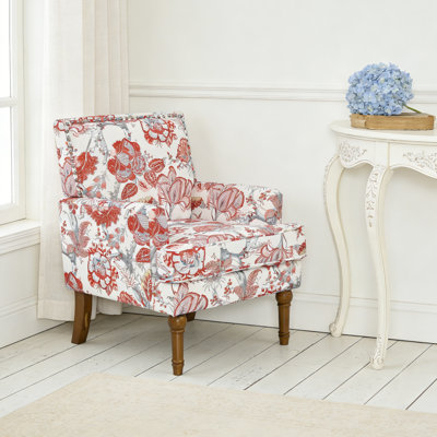 Chaise de salon rembourrée en tissu à motif floral