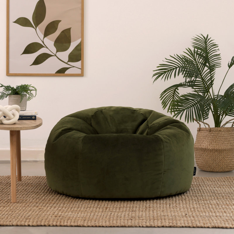 Kingston Velvet Classic Bean Bag, Olive Green