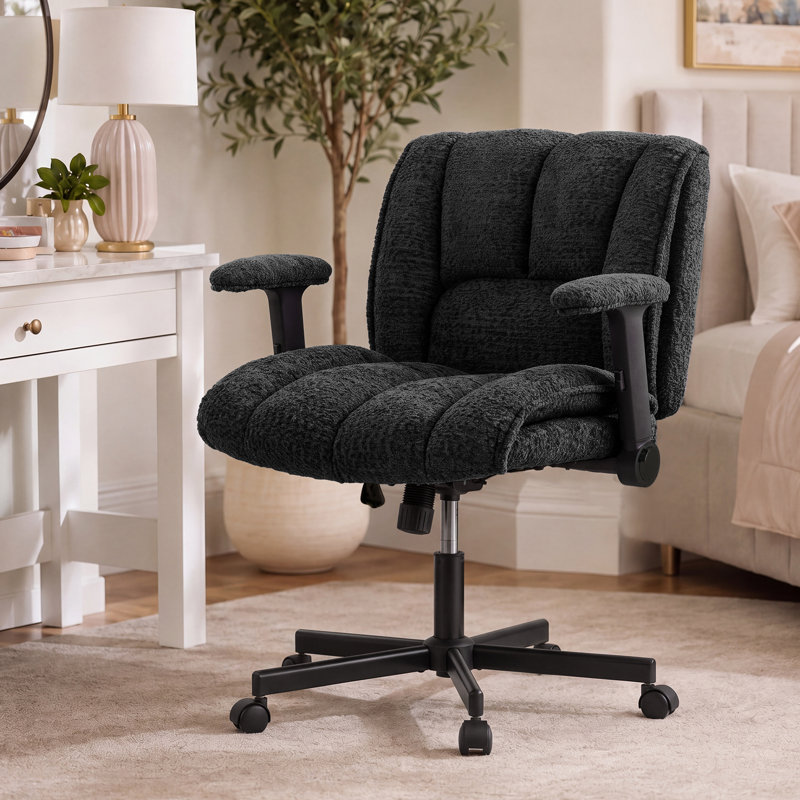 Chaise de bureau Criss Cross avec dossier réglable, roues pivotantes et accoudoirs réglables, Noir