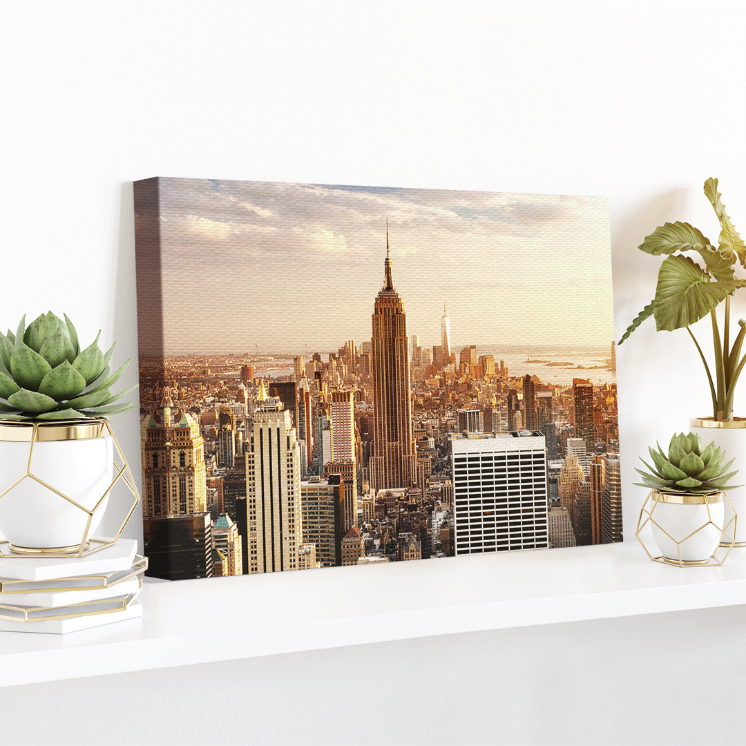 Leinwandbild Manhattan Empire State Building 60X40cm – Premium Leinwanddruck – Kunstdruck Auf 2Cm Holz-Keilrahmen Für Sc...