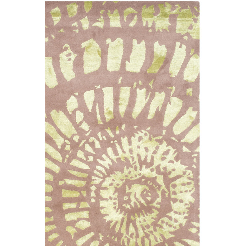 Tapis abstrait en laine touffeté à la main prune / brume Laredo, Rectangle 8 pi x 10 pi