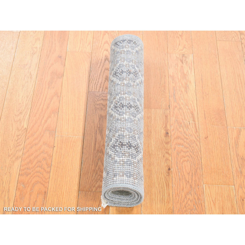 Tapis gris en laine noué à la main 2 pi x 3 pi E5C9A9CC7508412C98B6B6A93B3F3CD9