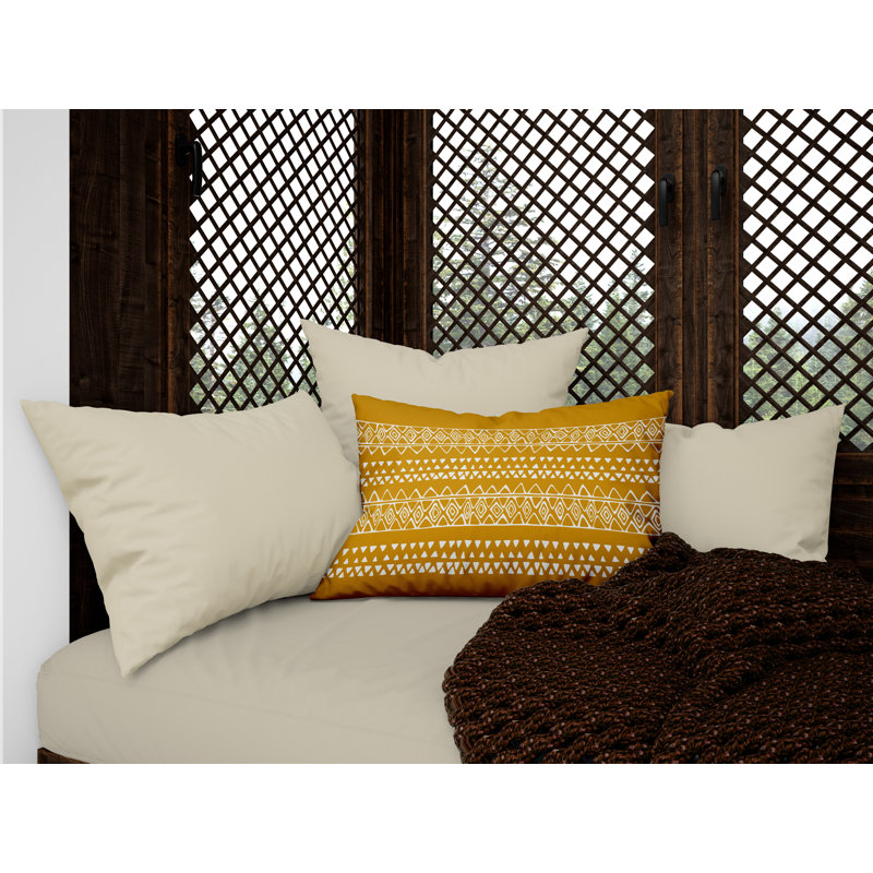 Titi Geometric Outdoor Reversible Throw Pillow, Mustard
