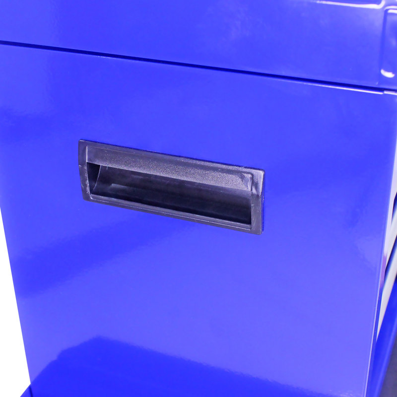 5 coffres à outils en métal avec glissières à roulement et poignées latérales - Armoire de rangement bleue à 5 tiroirs verrouillables pour le garage