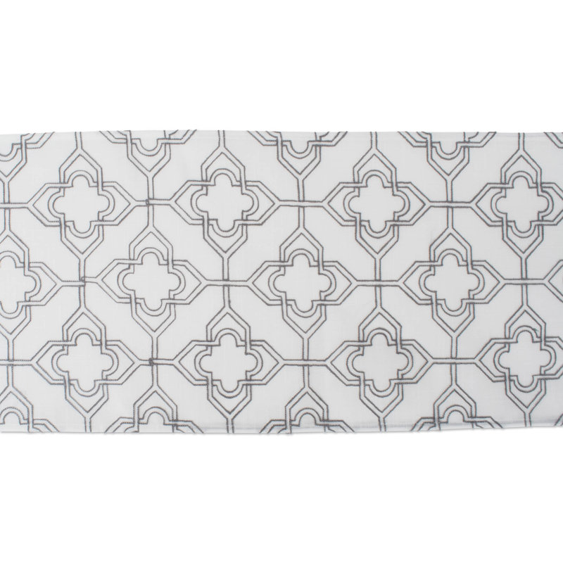 Higden Embroidered Lattice Table Runner, Off White